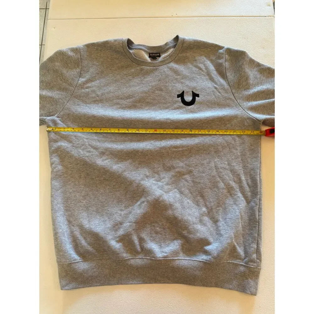 True Religion Unisex Grey Crewneck Fleece Sweatshirt Size 2XL